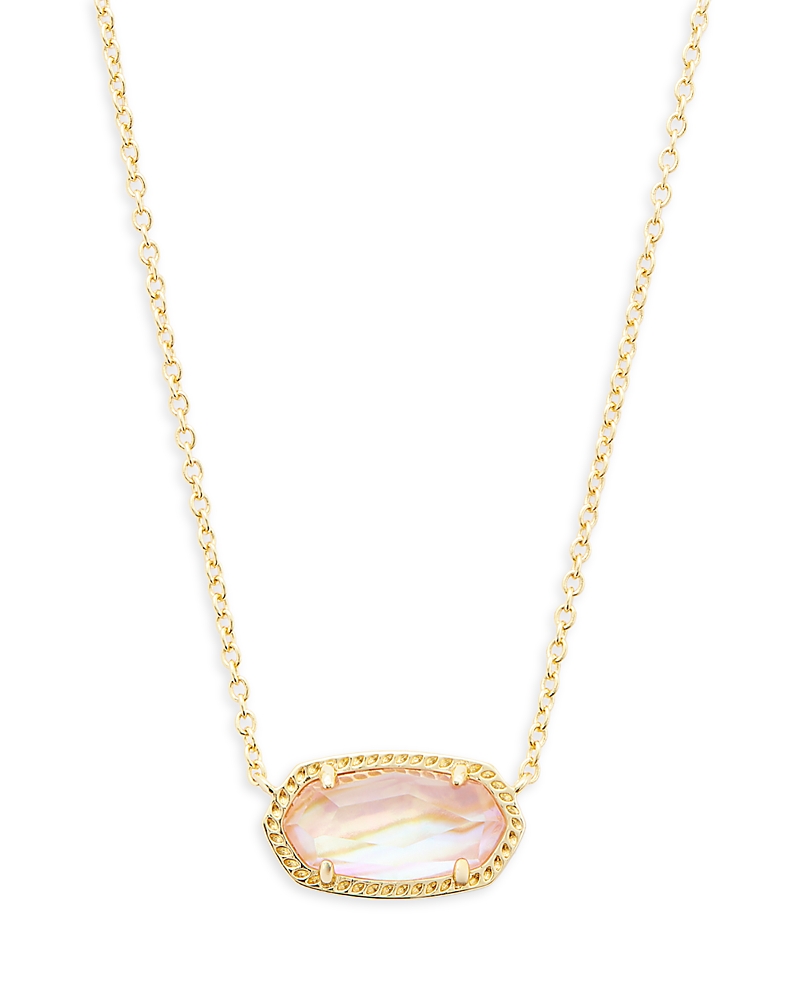 Kendra Scott Elisa Birthstone Pendant Necklace In Gold Light Pink Iridescent Abalone