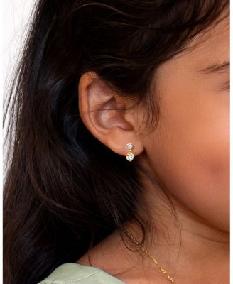 Girls' 14K Gold Fearless Heart Clear Drop Earrings - Little Kid, Big Kid