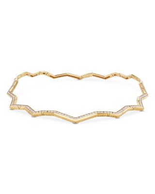Stax Zig Zag Necklace in 18K Yellow Gold with Diamonds, 5mm