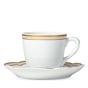 Bernardaud Pompadour Moka Cup And Saucer In White/gold