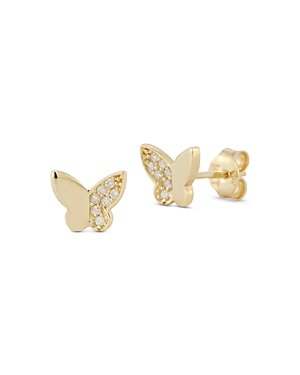 Moon & Meadow 14k Yellow Gold Butterfly Stud Earrings In Gold
