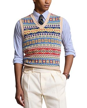 Shop Polo Ralph Lauren Regular Fit Fair Isle Sweater Vest In Beige
