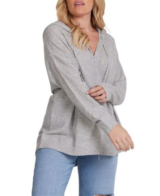  Plus Size V-neck Cashmere Zip Hoodie