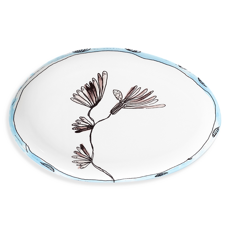 Serax Marni Camelia Aubergine Oval Platter In Multi
