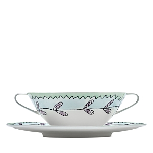 Shop Serax Marni Blossom Milk Soup Bowl With Handles & Saucer In Multi