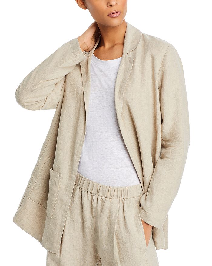 EILEEN FISHER Womens Black Pocketed Tencel Notch Collar Blazer Jacket