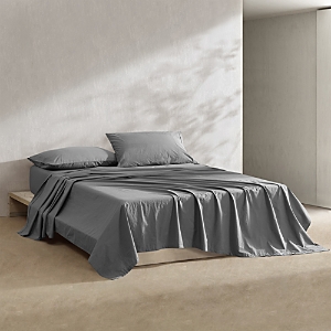 Shop Calvin Klein Solid Washed Cotton Percale 4 Piece Sheet Set, Queen In Dark Grey