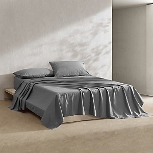 Calvin Klein Washed Percale Cotton Sheet Set In Dark Grey