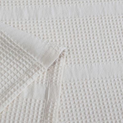 Waffle Stripe Cotton Blanket, King
