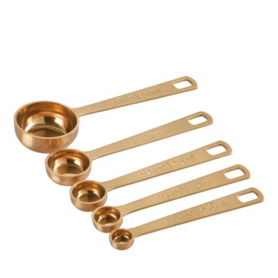 Stainless Steel Gold Tone Measuring Spoons, Set of 5