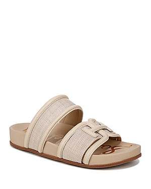 Shop Sam Edelman Women's Rowan Double Strap Slide Sandals In Light Natural/linen