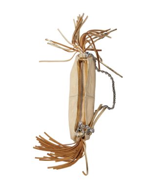 Miss M Metallic Leather Fringed Clutch