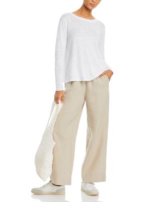 Linen Crewneck Long Sleeve Tee