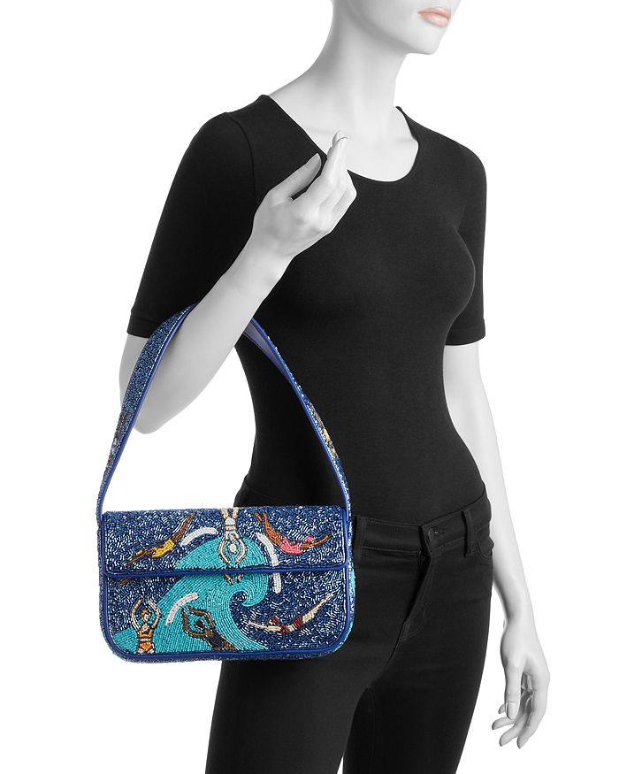 Shop Staud Tommy Beaded Shoulder Bag In Swimmers