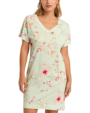 Shop Hanro Sleep & Lounge Floral Nightgown In Aquarelle