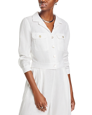 Bella Dahl Utility Crop Linen Jacket In White
