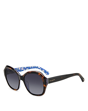 Shop Kate Spade New York Lottie Round Sunglasses, 55mm In Havana/blue Gradient
