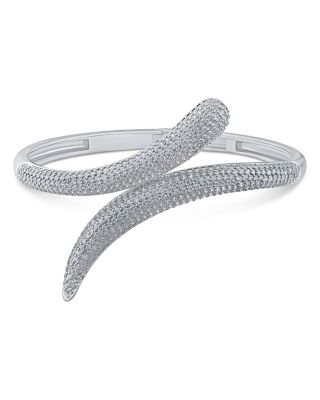 Cz By Kenneth Jay Lane Pave Hinged Statement Cuff Bracelet