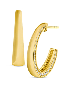 Cz By Kenneth Jay Lane Lane Oval Hoop Earrings In Gold