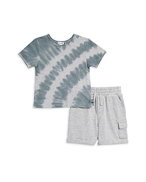 Shop Splendid Boys' Sunbeam Tie Dyed Shorts Set - Little Kid In Slate Tie Dye