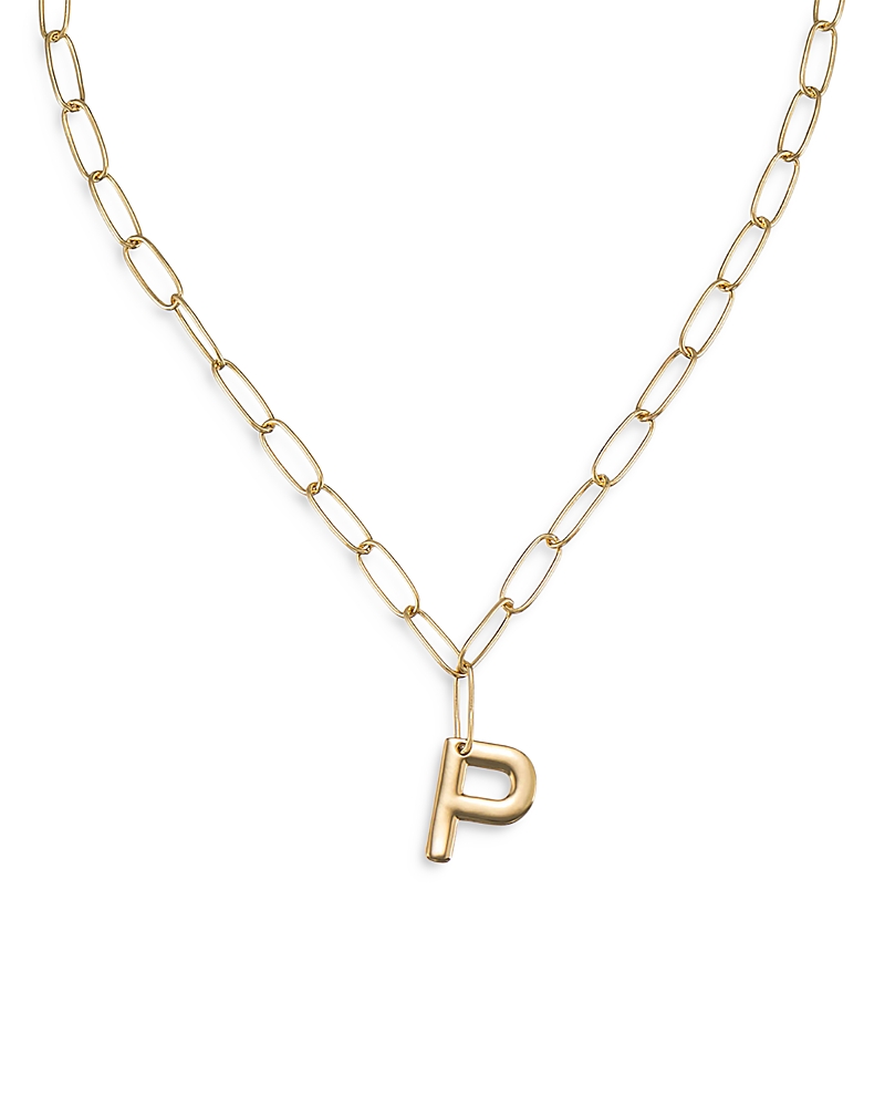 Ettika Paperclip Link Chain Initial Pendant Necklace in 18K Gold Plated, 18 · OS