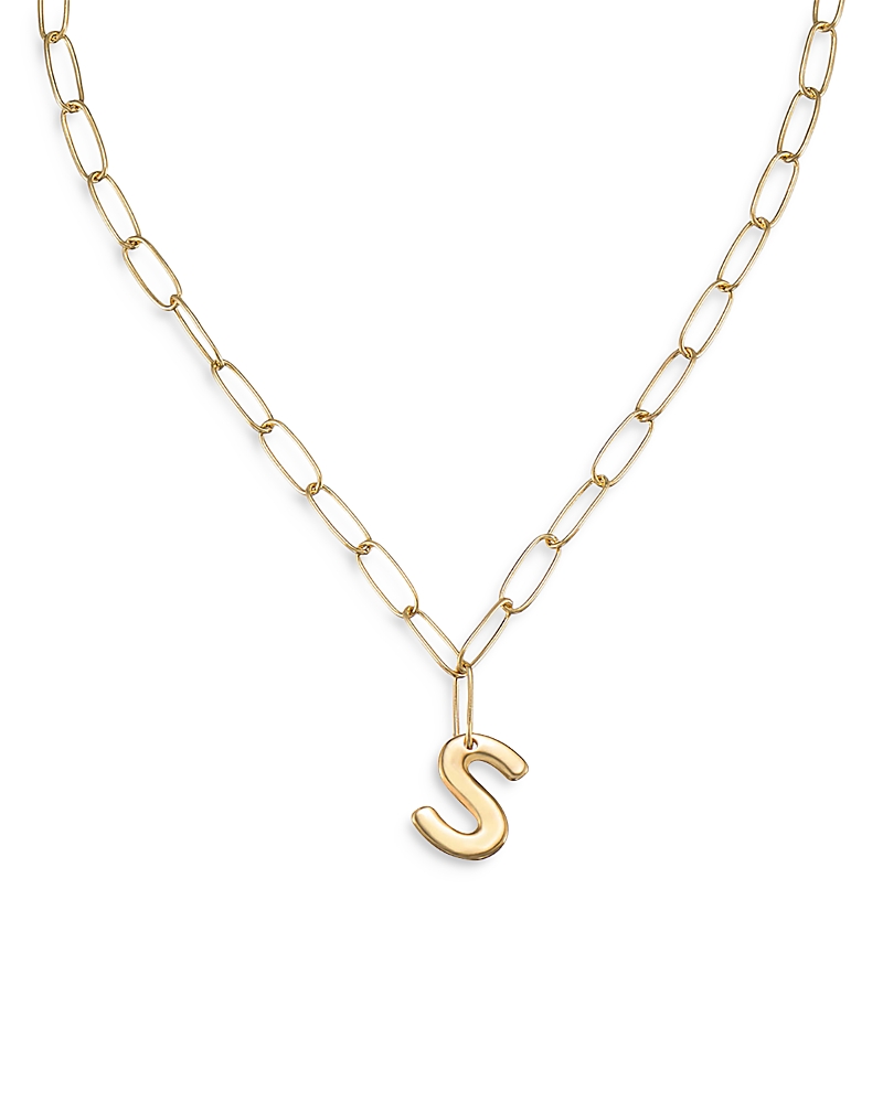 Ettika Paperclip Link Chain Initial Pendant Necklace in 18K Gold Plated, 18