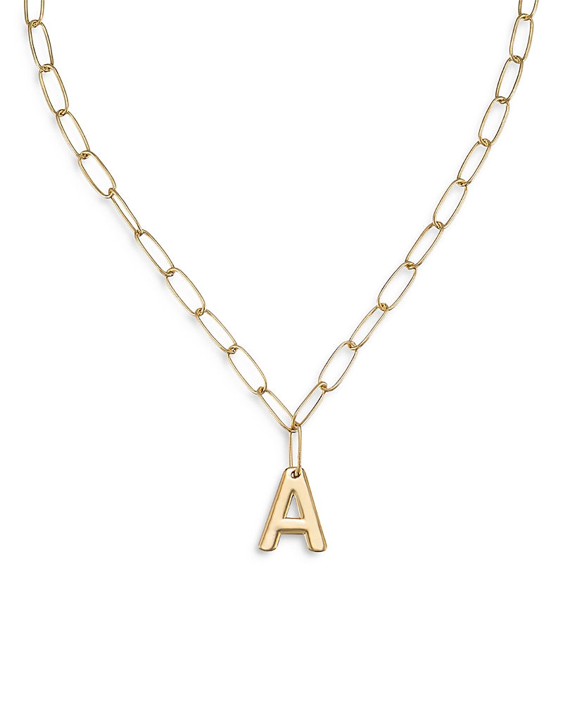 Ettika Paperclip Link Chain Initial Pendant Necklace in 18K Gold Plated, 18