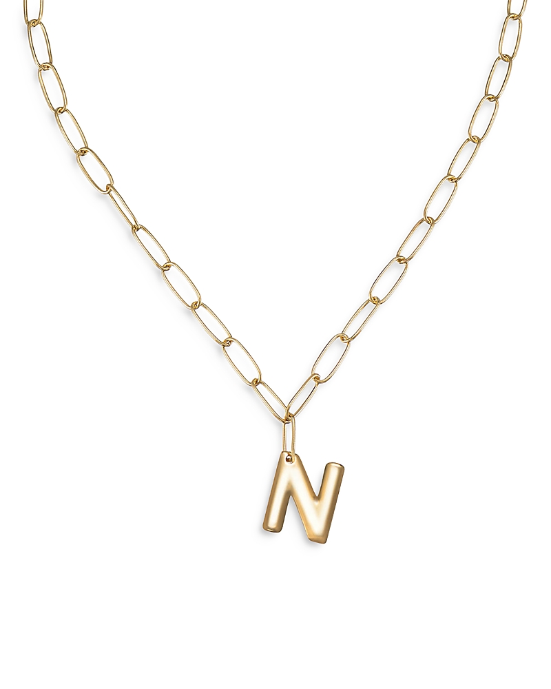 Ettika Paperclip Link Chain Initial Pendant Necklace in 18K Gold Plated, 18