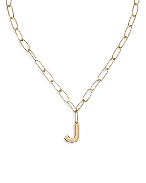 Paperclip Link Chain Initial Pendant Necklace in 18K Gold Plated, 18