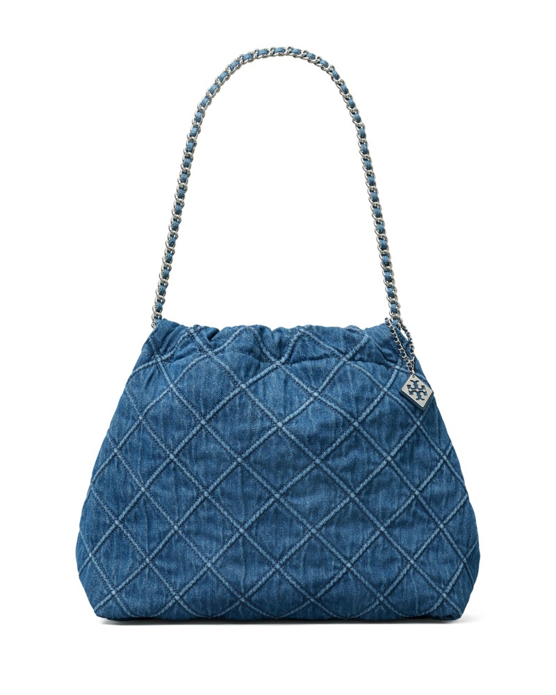 Tory Burch Fleming Hobo Bag in Denim/Silver
