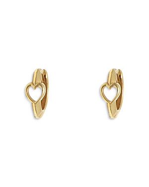 Moon & Meadow 14k Yellow Gold Baby Open Heart Hoop Earrings In Gold