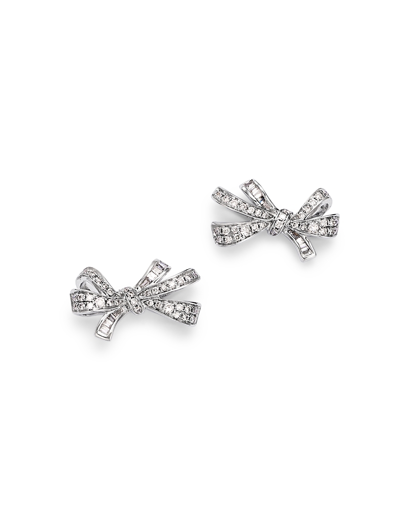 Bloomingdale’s Fine Collection Diamond Bow Stud Earrings in 14K White Gold, 0.35 tcw