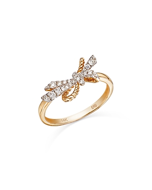 Shop Bloomingdale's Diamond Bow Ring In 14k Yellow Gold, 0.25 Ct. T.w.