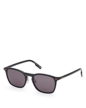 Shop Zegna Round Sunglasses, 52mm In Black/gray Solid