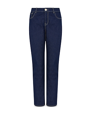Emporio Armani Mid Rise Straight Leg Jeans In Dark Denim In Blue