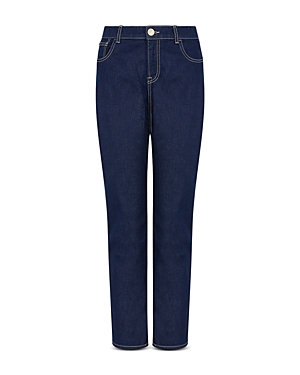 Emporio Armani Mid Rise Straight Leg Jeans In Dark Denim