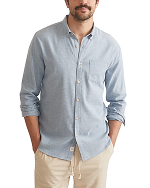 Marine Layer California Oxford Standard Fit Button Down Shirt In Blue Stripe