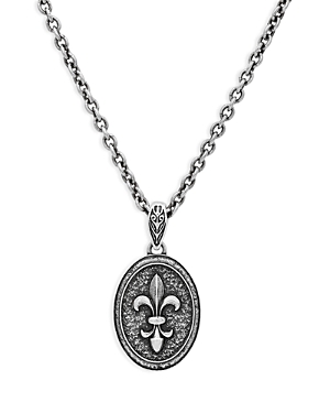 John Varvatos Sterling Silver Fleur De Lis Pendant Necklace, 24 In Metallic