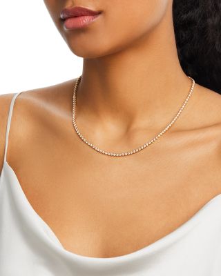 Diamond Crown Set Tennis Necklace in 14K Yellow Gold, 5.0 tcw