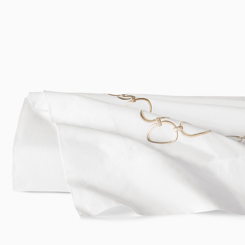 Sferra Catena Flat Sheet In White/sand