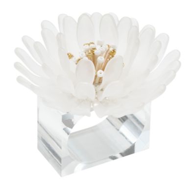 Cosmos Napkin Ring in White & Gold, Set of 4