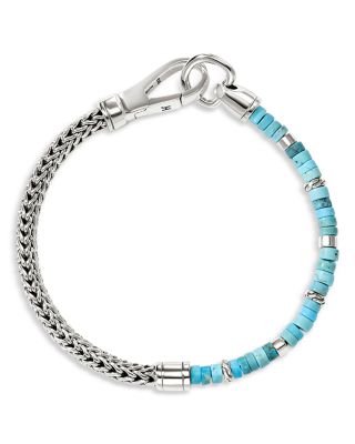 Sterling Silver Heishi Treated Turquoise Beaded Flex Bracelet