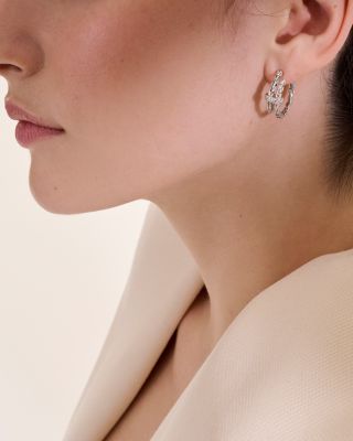 Sterling Silver Diamond Spear Hoop Earrings