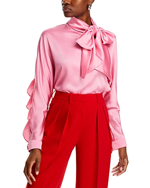 Shop Nancy Yang Long Sleeve Ruffled Blouse In Pink