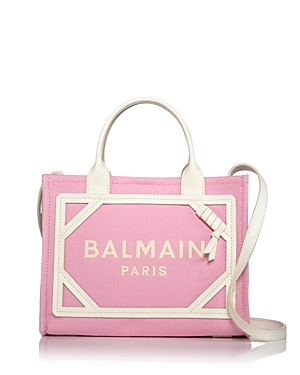 Shop Balmain B-army Small Shopper Shoulder Bag In Rose Cream/gold
