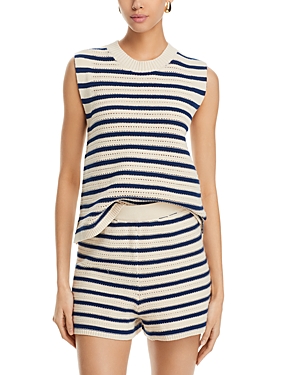 Shop French Connection Striped Sleeveless Sweater In Ecru/midnight