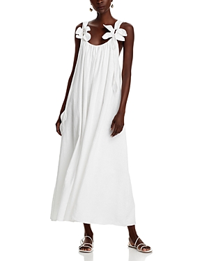 Shop Farm Rio Floral Sleeveless Midi Dress In Off-white