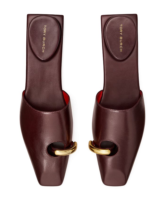 Shop Tory Burch Women's Pierced Leather Mules In Plum/gold