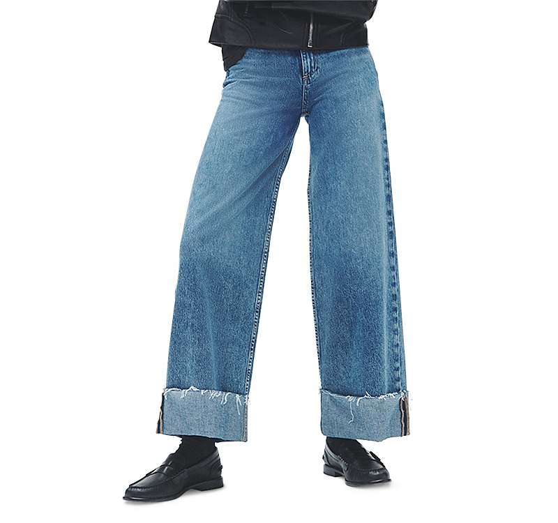 Rag & Bone Sofie Cuffed High Waist Wide Leg Jeans In Pebbles