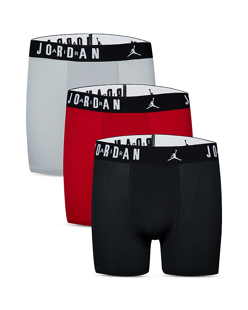 Jordan Boys' Flight Cotton Core Boxer Briefs, Pack Of 3 - Big Kid In Gym Red
